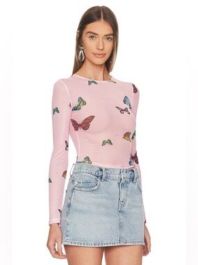 SUPERDOWN BUTTERFLY MESH TOP